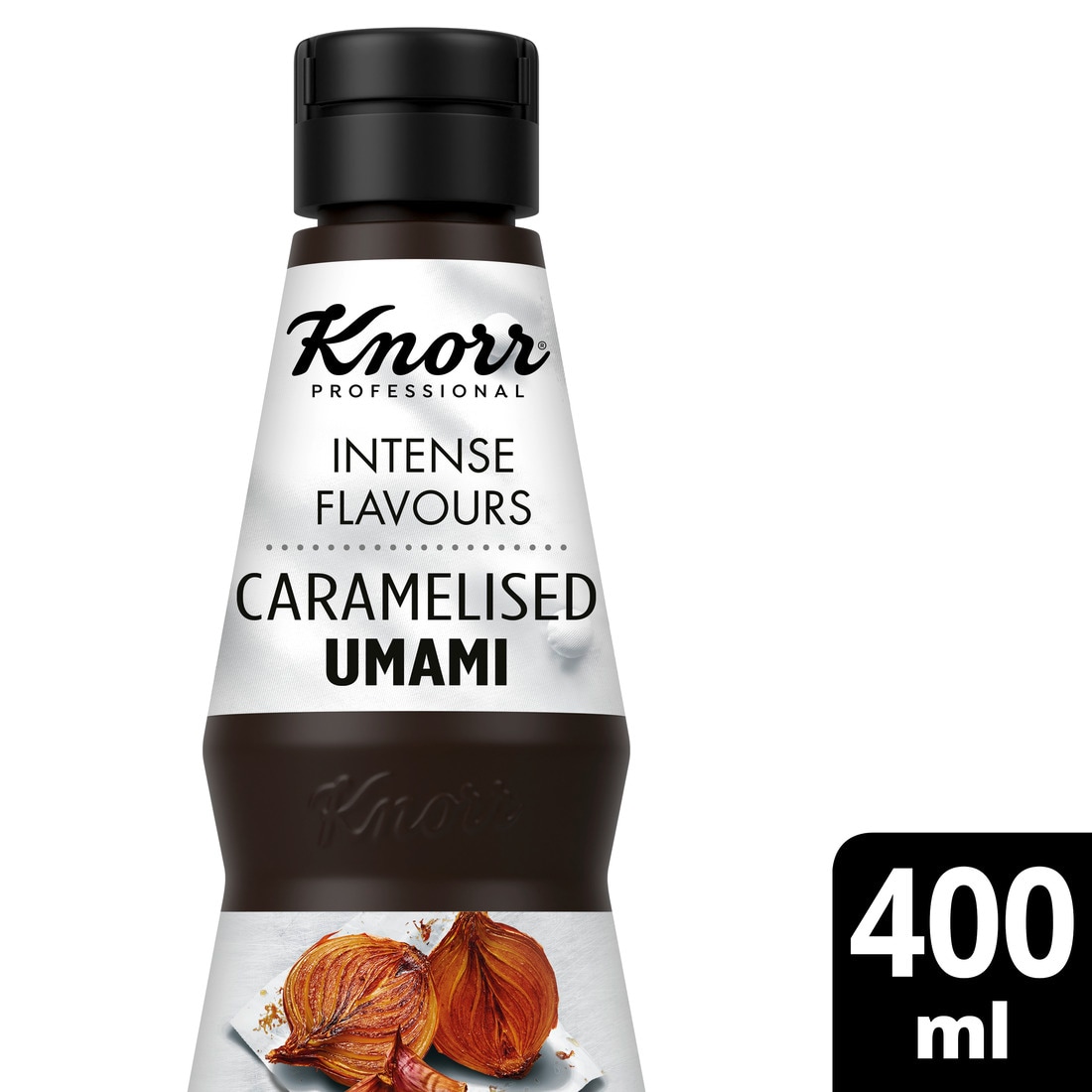 Knorr Aderezo Líquido Umami sin gluten 400ml - Ahora tienes ingredientes naturales y sabores intensos, al alcance de tu mano. Prepárate para sorprender a tus clientes con el Aderezo Líquido Umami Knorr.